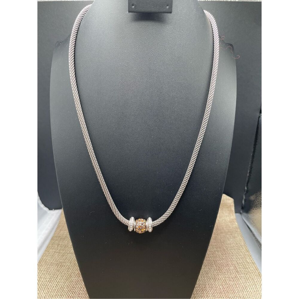 Vintage Brighton Beverly Necklace with 3 Crystal Rhinestone Pave Charms